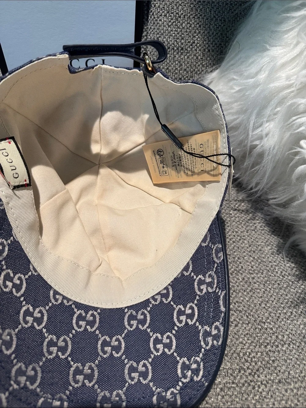 Gucci Blue and Beige GG Monogram Cap - Picture 6 of 7